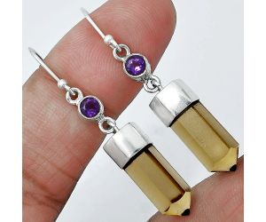 Point - Smoky Quartz and Amethyst Earrings SDE86010 E-1135, 7x16 mm