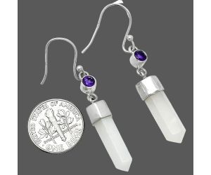 Point - Srilankan Moonstone and Amethyst Earrings SDE86012 E-1135, 6x19 mm