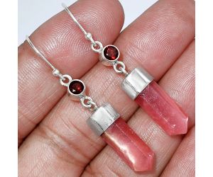 Point - Rhodochrosite Argentina and Garnet Earrings SDE86015 E-1135, 6x17 mm