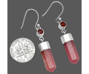 Point - Rhodochrosite Argentina and Garnet Earrings SDE86015 E-1135, 6x17 mm