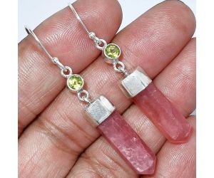 Point - Rhodochrosite Argentina and Peridot Earrings SDE86016 E-1135, 7x22 mm