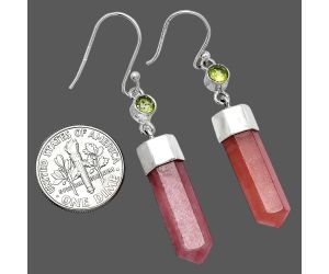 Point - Rhodochrosite Argentina and Peridot Earrings SDE86016 E-1135, 7x22 mm