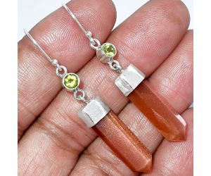 Point - Sunstone and Peridot Earrings SDE86017 E-1135, 7x21 mm