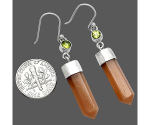 Point - Sunstone and Peridot Earrings SDE86017 E-1135, 7x21 mm