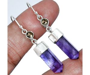 Point - African Amethyst and Smoky Quartz Earrings SDE86020 E-1135, 6x17 mm