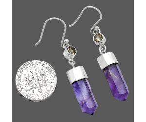 Point - African Amethyst and Smoky Quartz Earrings SDE86020 E-1135, 6x17 mm