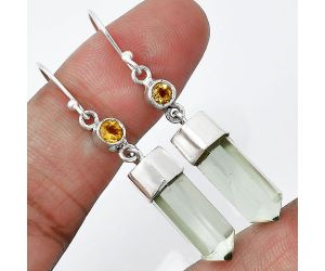 Point - Prasiolite (Green Amethyst) and Citrine Earrings SDE86021 E-1135, 7x17 mm