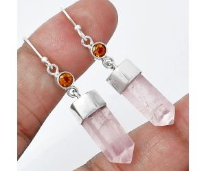 Point - Rose Quartz and Mandarin Citrine Earrings SDE86022 E-1135, 7x18 mm