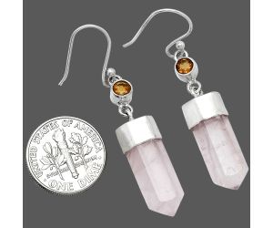 Point - Rose Quartz and Mandarin Citrine Earrings SDE86022 E-1135, 7x18 mm