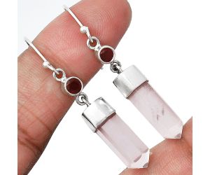 Point - Rose Quartz and Garnet Earrings SDE86023 E-1135, 6x17 mm