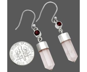 Point - Rose Quartz and Garnet Earrings SDE86023 E-1135, 6x17 mm