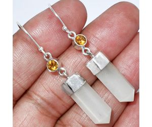 Point - Srilankan Moonstone and Citrine Earrings SDE86024 E-1135, 7x19 mm