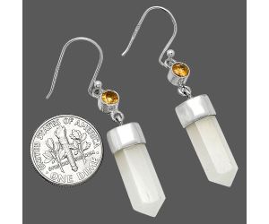 Point - Srilankan Moonstone and Citrine Earrings SDE86024 E-1135, 7x19 mm