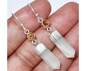 Point - Srilankan Moonstone and Mandarin Citrine Earrings SDE86025 E-1135, 6x17 mm