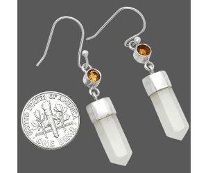 Point - Srilankan Moonstone and Mandarin Citrine Earrings SDE86025 E-1135, 6x17 mm