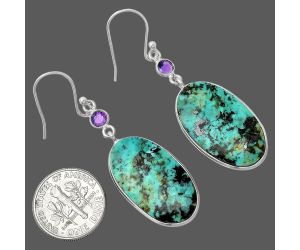 Brazilian Turquoise and Amethyst Earrings SDE86026 E-1002, 14x26 mm