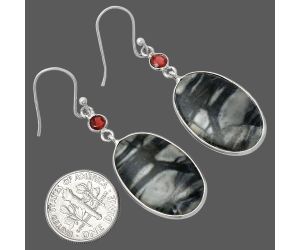 Picasso Jasper and Garnet Earrings SDE86028 E-1002, 15x24 mm