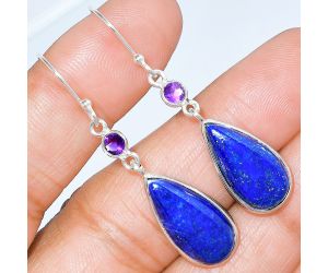 Lapis Lazuli and Amethyst Earrings SDE86033 E-1002, 10x19 mm