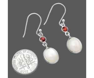 Srilankan Moonstone and Garnet Earrings SDE86034 E-1002, 9x11 mm