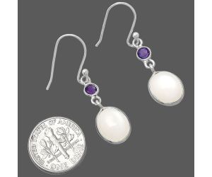 Srilankan Moonstone and Amethyst Earrings SDE86035 E-1002, 9x11 mm