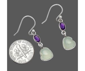 Heart Lemon Quartz and Amethyst Earrings SDE86041 E-1002, 9x9 mm