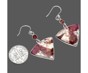 Rhodonite and Garnet Earrings SDE86042 E-1002, 19x23 mm