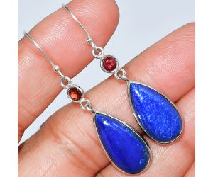 Lapis Lazuli and Garnet Earrings SDE86045 E-1002, 10x20 mm