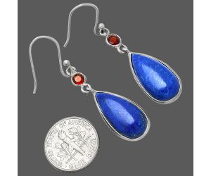 Lapis Lazuli and Garnet Earrings SDE86045 E-1002, 10x20 mm