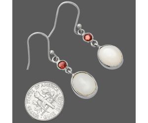 Srilankan Moonstone and Garnet Earrings SDE86047 E-1002, 9x11 mm