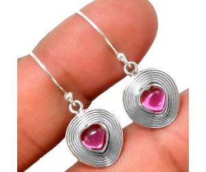 Lab Created Pink Rubellite Earrings SDE86052 E-1069, 6x6 mm