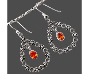 Lab Created Padparadscha Sapphire Earrings SDE86058 E-1175, 5x7 mm