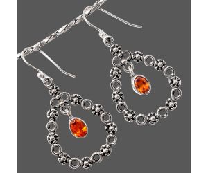 Lab Created Padparadscha Sapphire Earrings SDE86060 E-1175, 5x7 mm