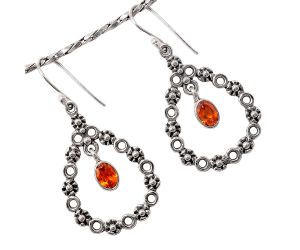 Lab Created Padparadscha Sapphire Earrings SDE86063 E-1175, 5x7 mm