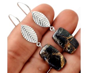 Shell In Black Turquoise Earrings SDE86068 E-1203, 13x20 mm
