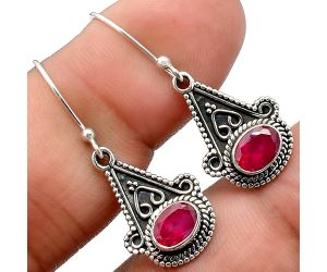 Lab Created Pink Rubellite Earrings SDE86069 E-1181, 5x7 mm