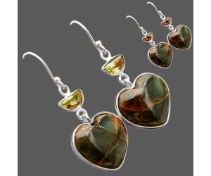 Turkish Rainforest Chrysocolla and Zandrite Color Change Earrings SDE86101 E-1023, 15x16 mm