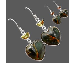 Turkish Rainforest Chrysocolla and Zandrite Color Change Earrings SDE86102 E-1023, 16x17 mm