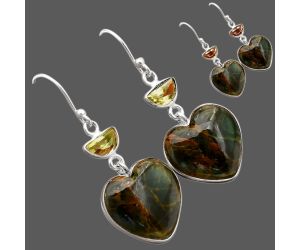 Turkish Rainforest Chrysocolla and Zandrite Color Change Earrings SDE86103 E-1023, 15x16 mm
