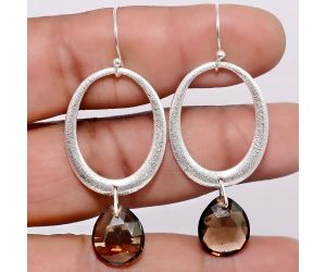 Smoky Quartz Earrings SDE86153 E-1193, 12x14 mm