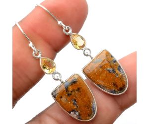 Indian Blanket Jasper and Citrine Earrings SDE86186 E-1002, 13x17 mm