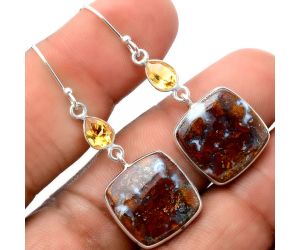 Rare Cady Mountain Agate and Citrine Earrings SDE86189 E-1002, 16x16 mm