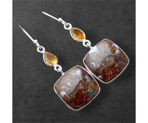 Rare Cady Mountain Agate and Citrine Earrings SDE86189 E-1002, 16x16 mm