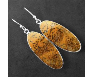 Russian Honey Dendrite Opal Earrings SDE86246 E-1001, 12x30 mm