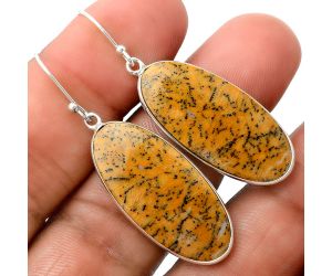 Russian Honey Dendrite Opal Earrings SDE86250 E-1001, 15x32 mm