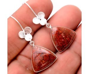 Red Moss Agate Earrings SDE86271 E-1094, 16x16 mm