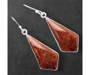 Red Moss Agate Earrings SDE86284 E-1001, 13x26 mm