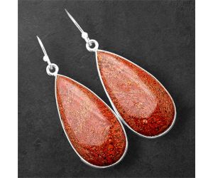 Red Moss Agate Earrings SDE86289 E-1001, 14x28 mm