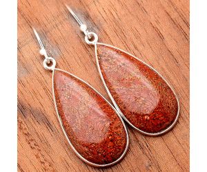 Red Moss Agate Earrings SDE86289 E-1001, 14x28 mm