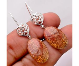 Red Moss Agate Earrings SDE86309 E-1213, 14x22 mm