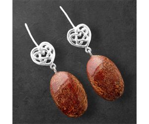 Red Moss Agate Earrings SDE86309 E-1213, 14x22 mm